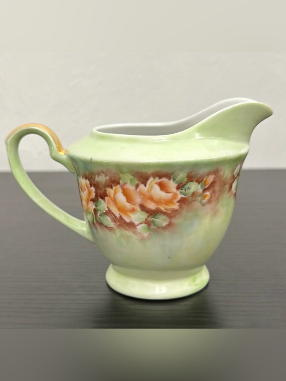 Mint Green Floral Adorned Vintage Creamer Pitcher